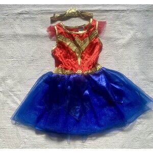 Girls WW84-Wonder Woman DC Halloween Costume Dress Size Small 4-5 Red Blue Gold